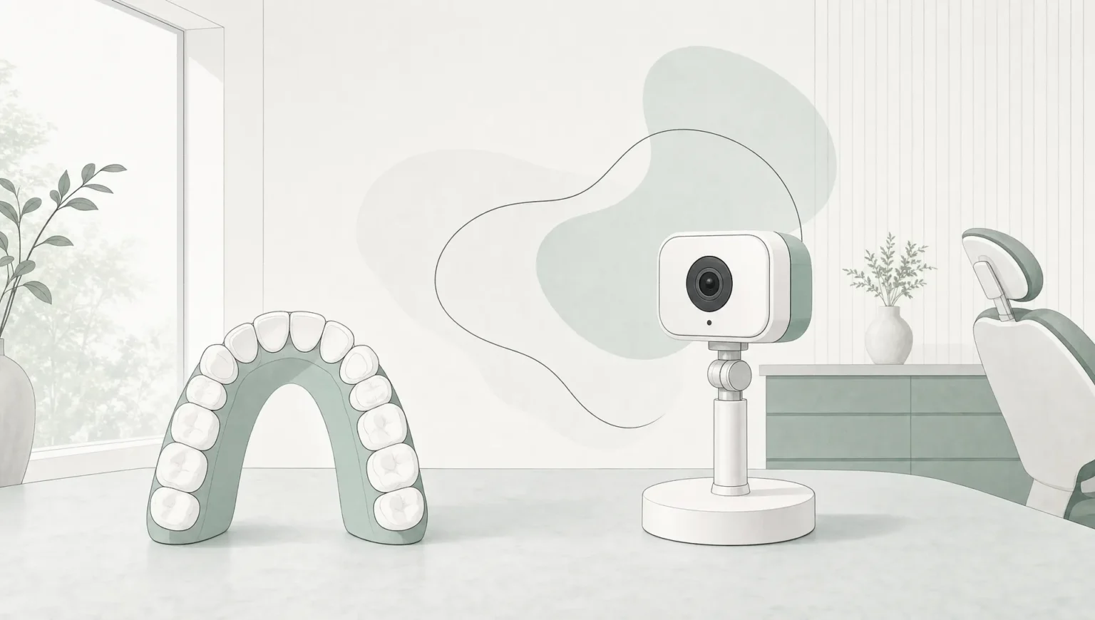 A simple dental arch and camera imagery suggest clearer diagnosis and preventive care.